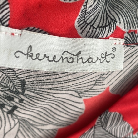 Keren hart Red Bell Sleeve Floral Top, Size XL - Picture 4 of 12